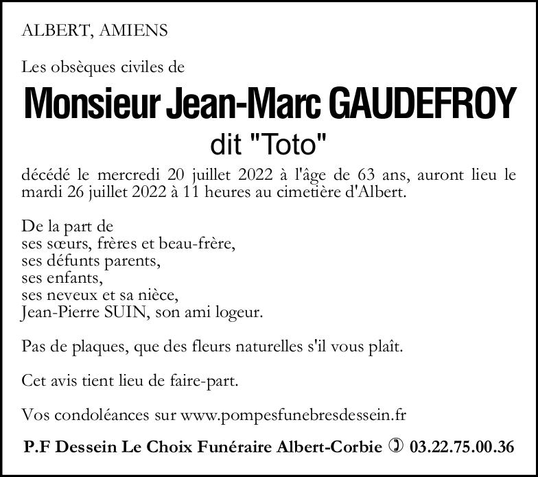 Avis de décès M GAUDEFROY