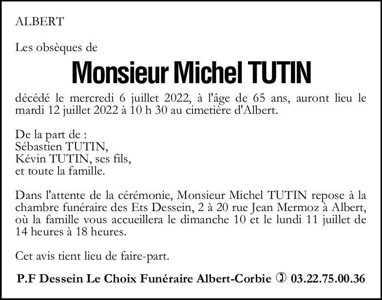 avis de décès Monsieur Michel TUTIN