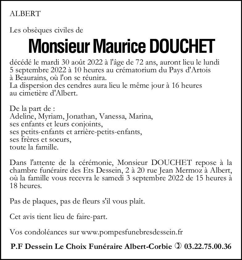 Avis de décès Maurice DOUCHET