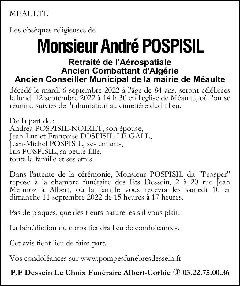 Avis de décès André POSPISIL