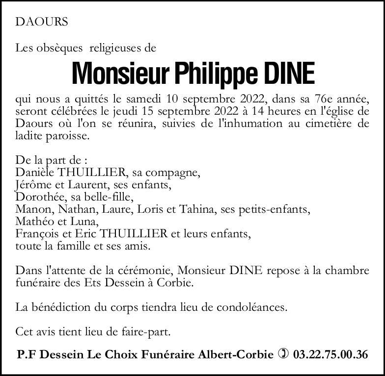 Avis de décès Philippe DINE