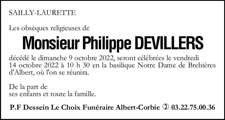 Avis de décès Philippe DEVILLERS
