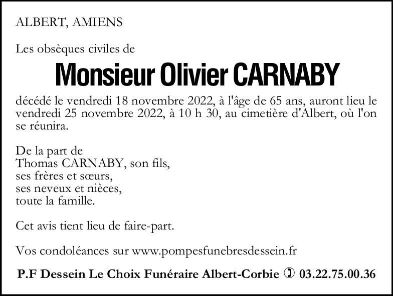 Avis de décès Olivier CARNABY