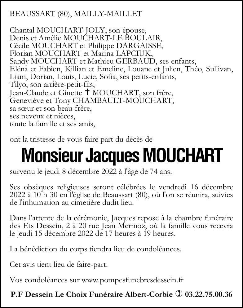 Avis de décès Jacques MOUCHART