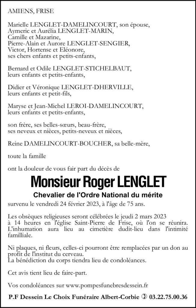 Avis de décès Roger LENGLET