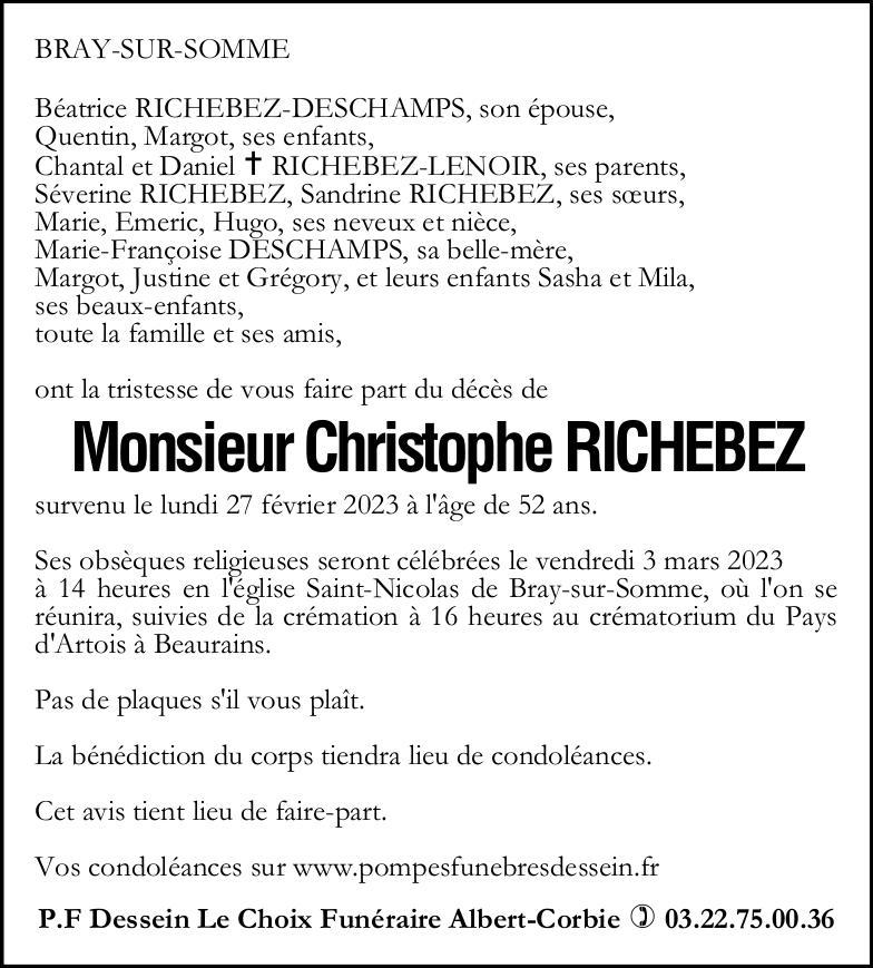 Avis de décès Christophe RICHEBEZ