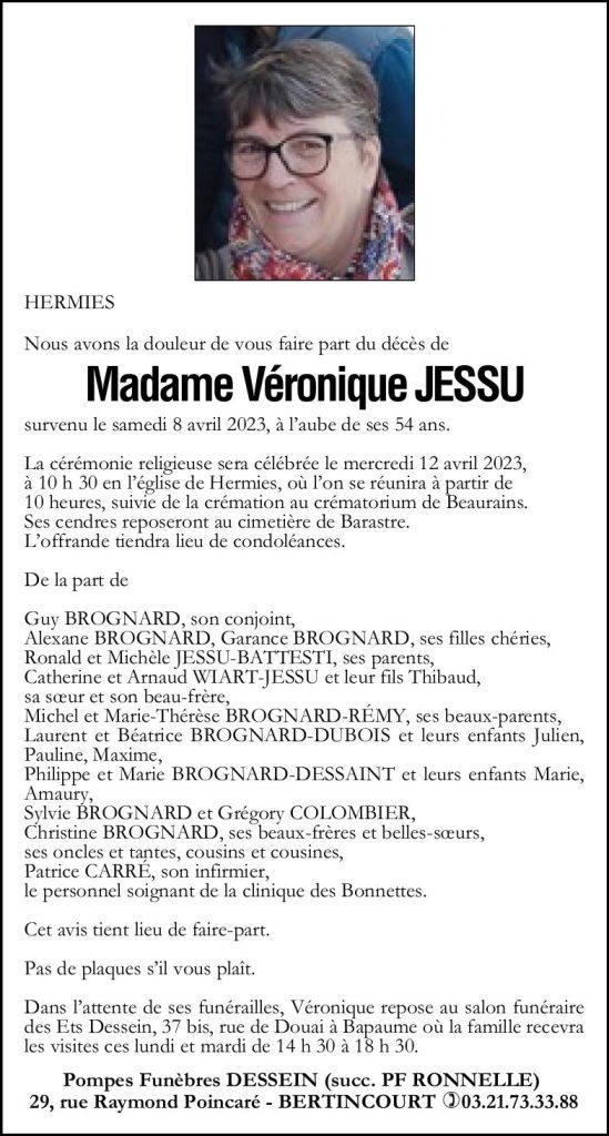 Avis de décès - Madame Véronique JESSU