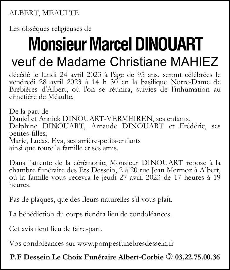 Avis de décès Marcel DINOUART