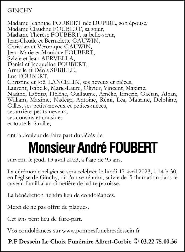 Monsieur André FOUBERT