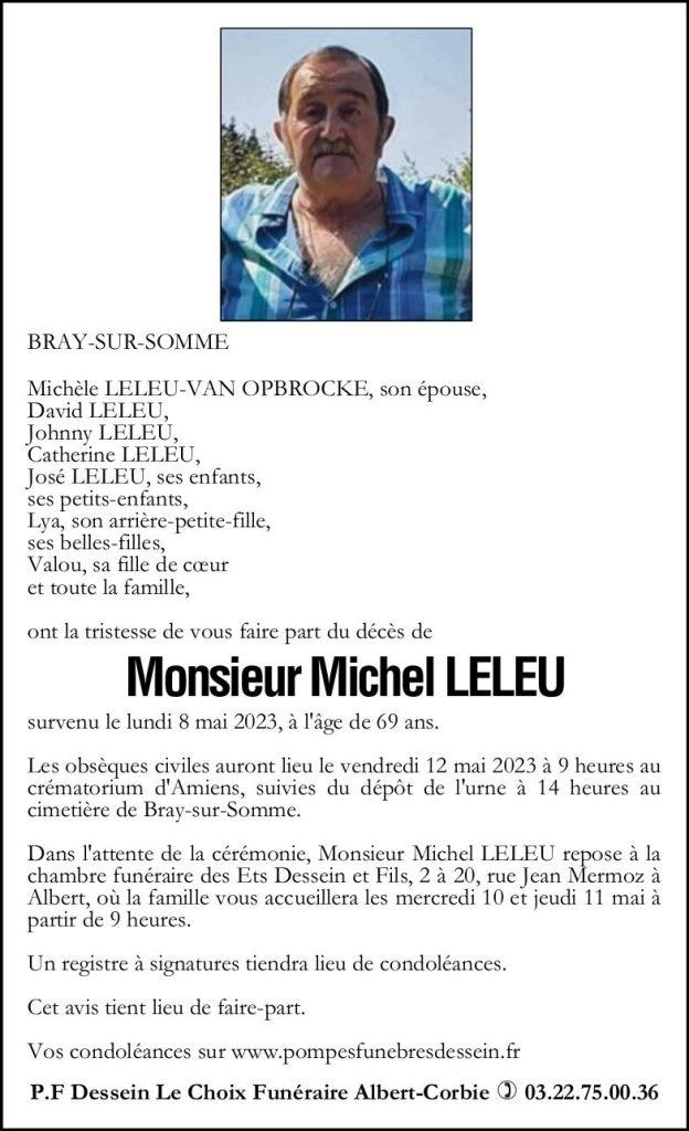 Avis de décès de Monsieur Michel LELEU