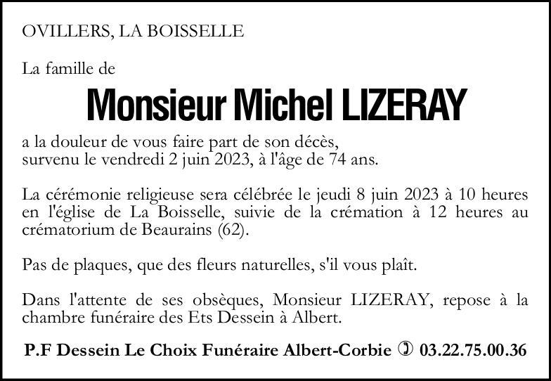 Avis de décès Michel LIZERAY