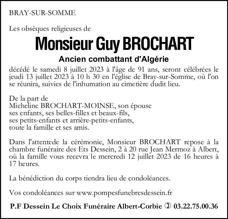 Avis de décès Guy BROCHART