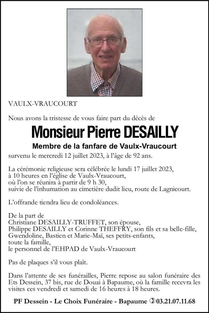 Avis de décès - Monsieur Pierre DESAILLY