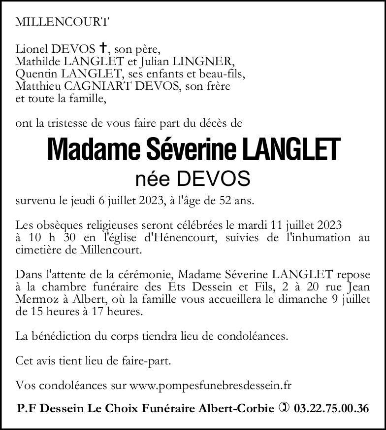 Madame Séverine LANGLET née DEVOS