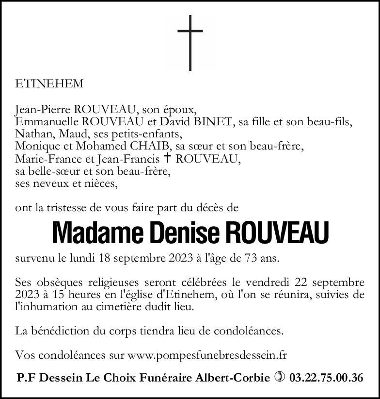 Avis de décès Denise ROUVEAU