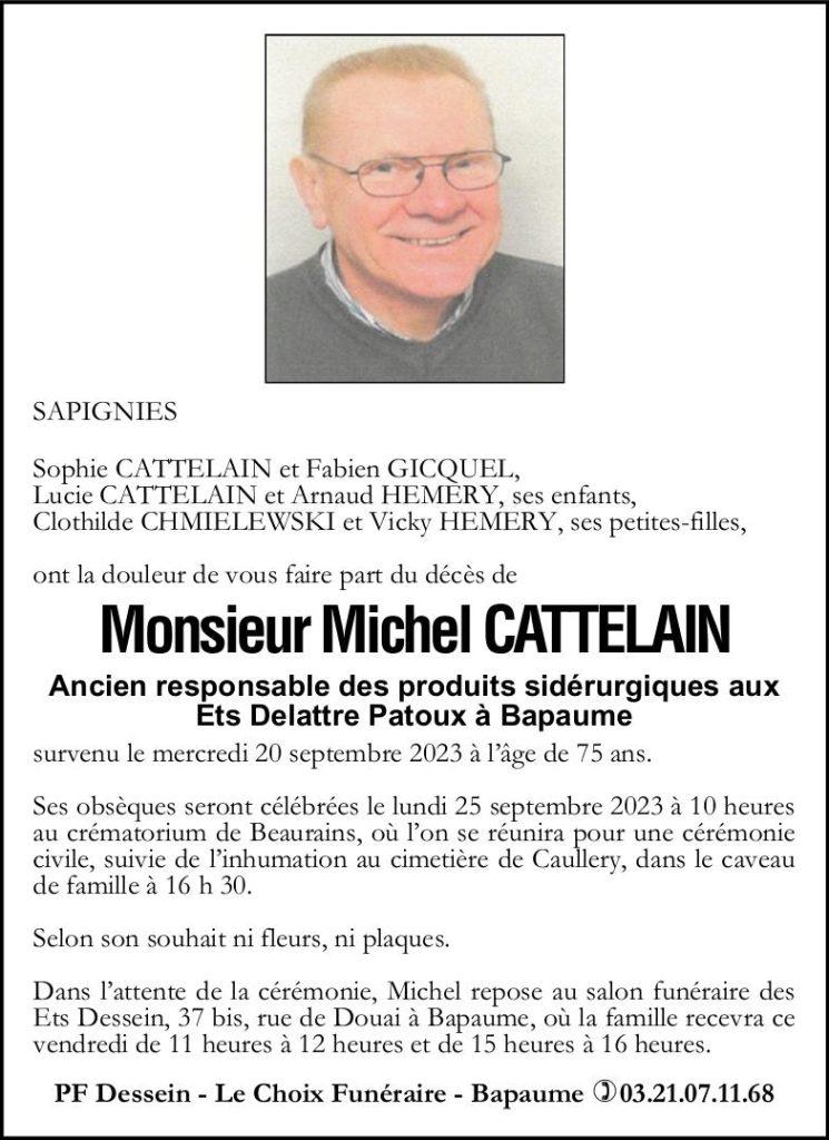 Avis de décès - Monsieur Michel CATTELAIN