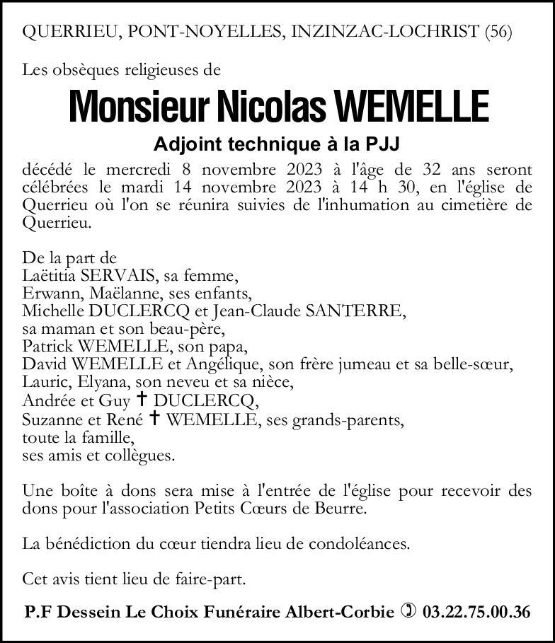 Monsieur Nicolas WEMELLE