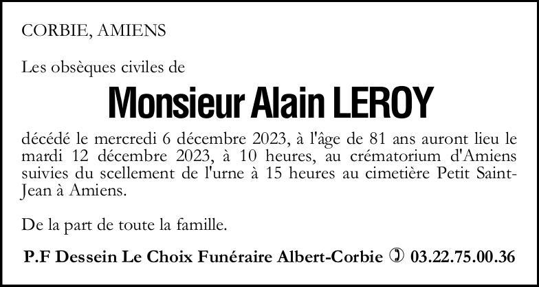 Avis de décès Alain LEROY