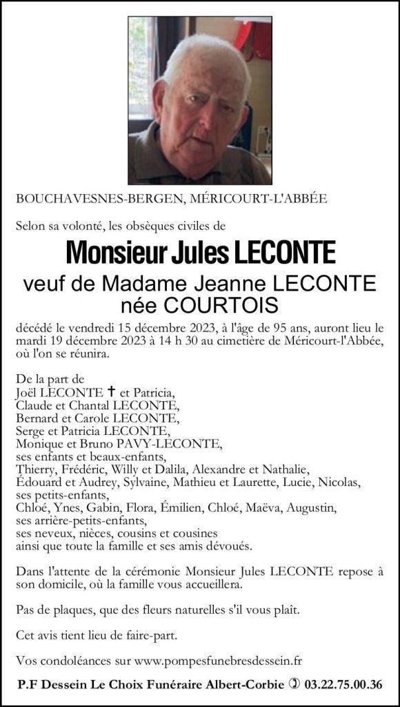 Avis de décès Jules LECONTE