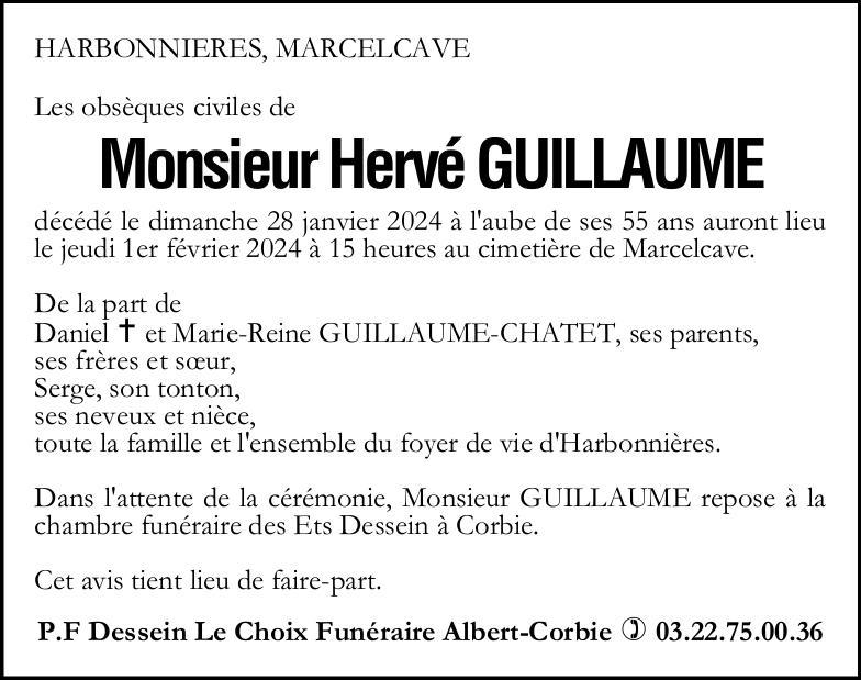 Avis de décès Hervé GUILLAUME