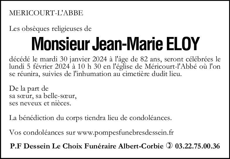 Avis de décès Jean-Marie ELOY