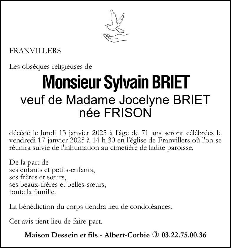Avis de décès Sylvain BRIET