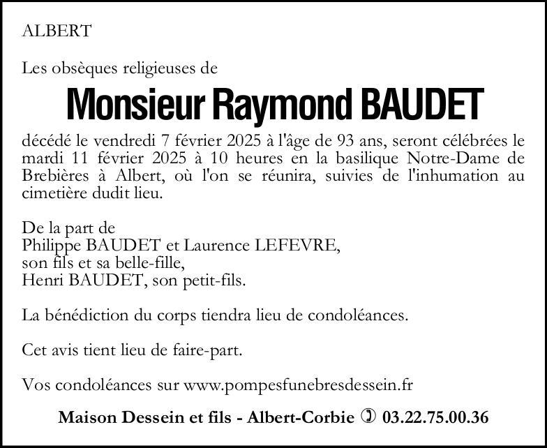 avis de décès de Monsieur Raymond BAUDET
