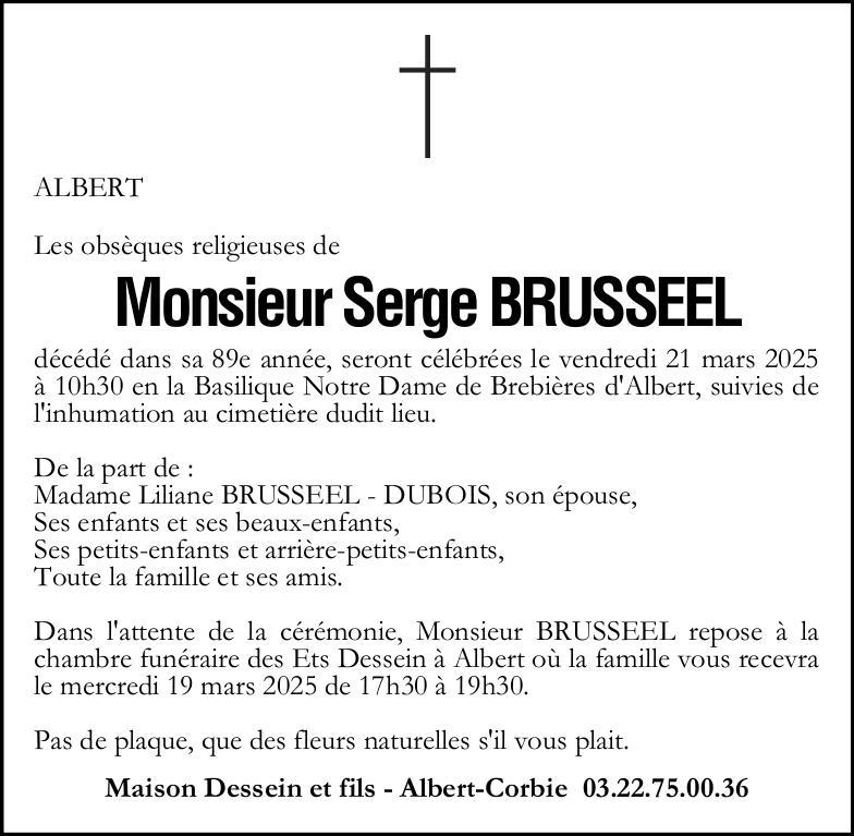 avis de décès de Monsieur Serge BRUSSEEL