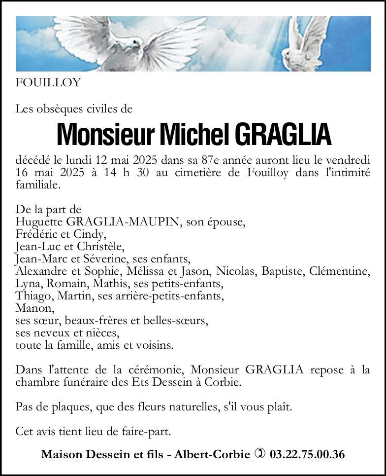Avis de décès Michel GRAGLIA