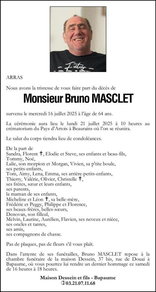 Avis de décès - Monsieur Bruno MASCLET