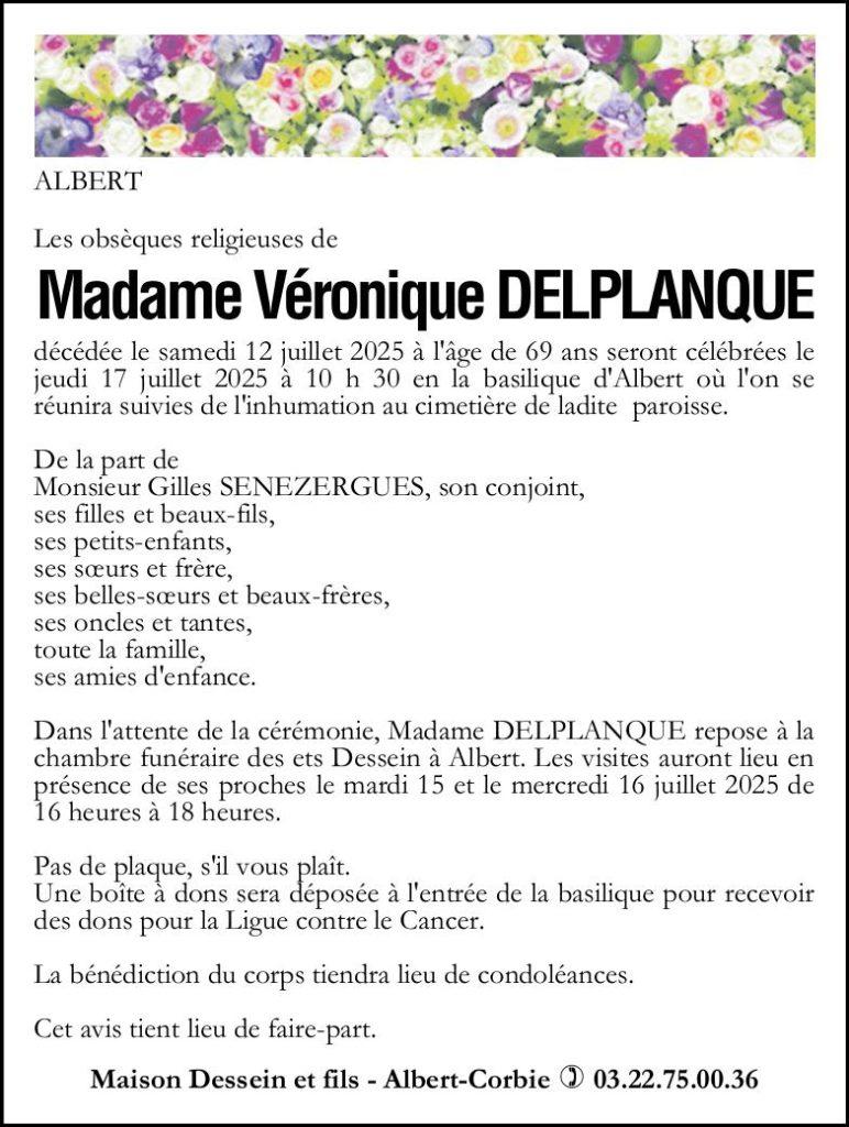Avis de décès Véronique DELPLANQUE