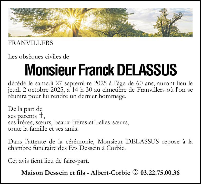 Avis de décès Franck DELASSUS