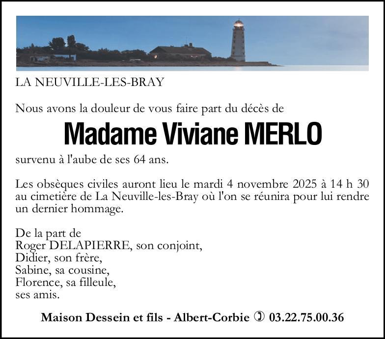 avis de décès de Madame Viviane MERLO