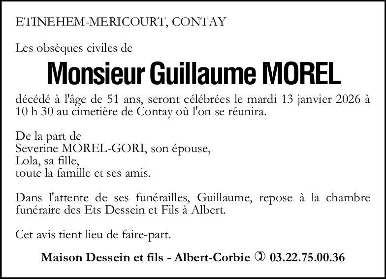 avis de décès M Guillaume MOREL