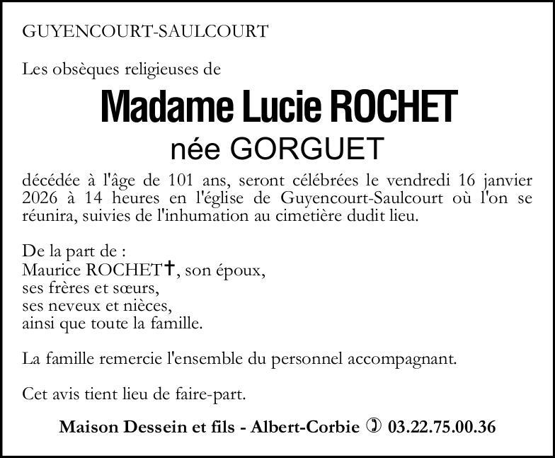 avis de décès Mme ROCHET Lucie