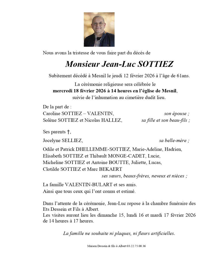 Avis de décès Monsieur Jean-Luc SOTTIEZ
