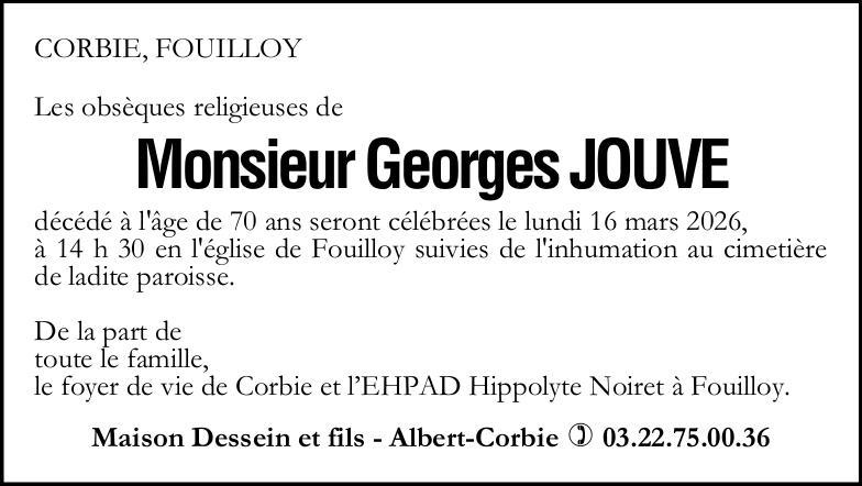 Avis de décès Monsieur Georges JOUVE
