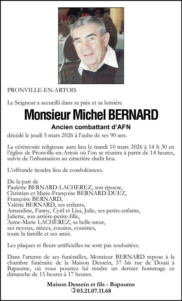 Avis de décès - Monsieur Michel BERNARD