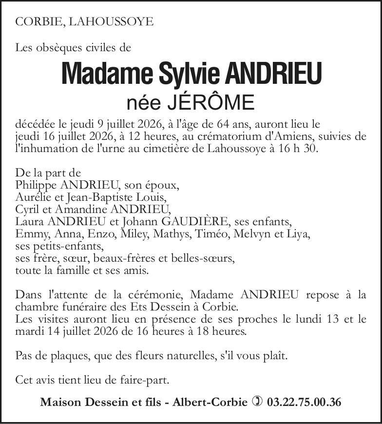Avis de décès Sylvie ANDRIEU