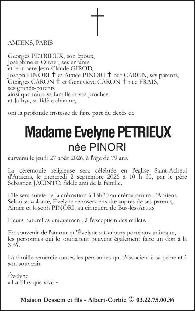 avis décès Mme PETRIEUX